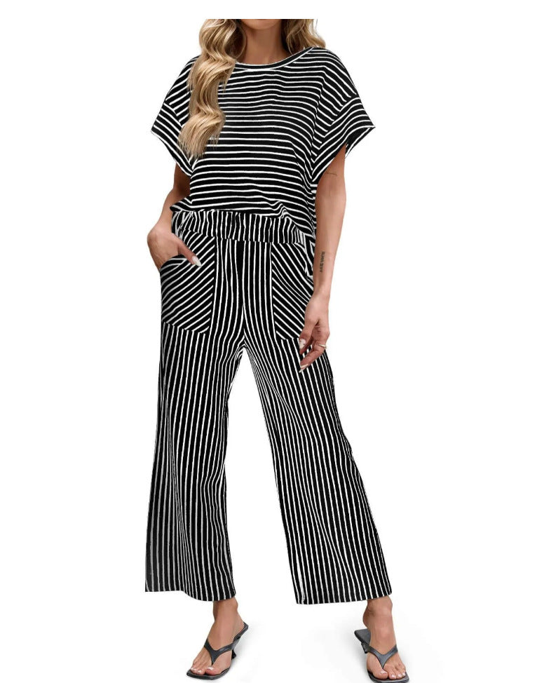 Women's striped two-piece suit