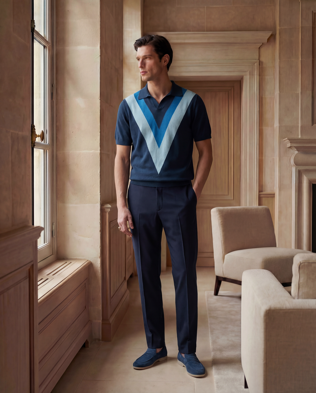 Riviera V Knit Polo